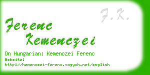 ferenc kemenczei business card